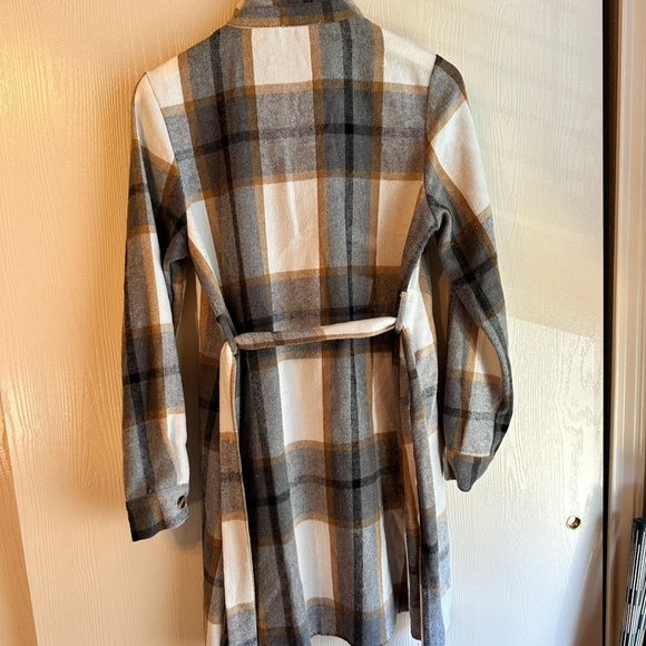 SHEIN Women's Plaid Overcoat with Flap Pockets, Multicolor, Size L - Picture 4 of 5